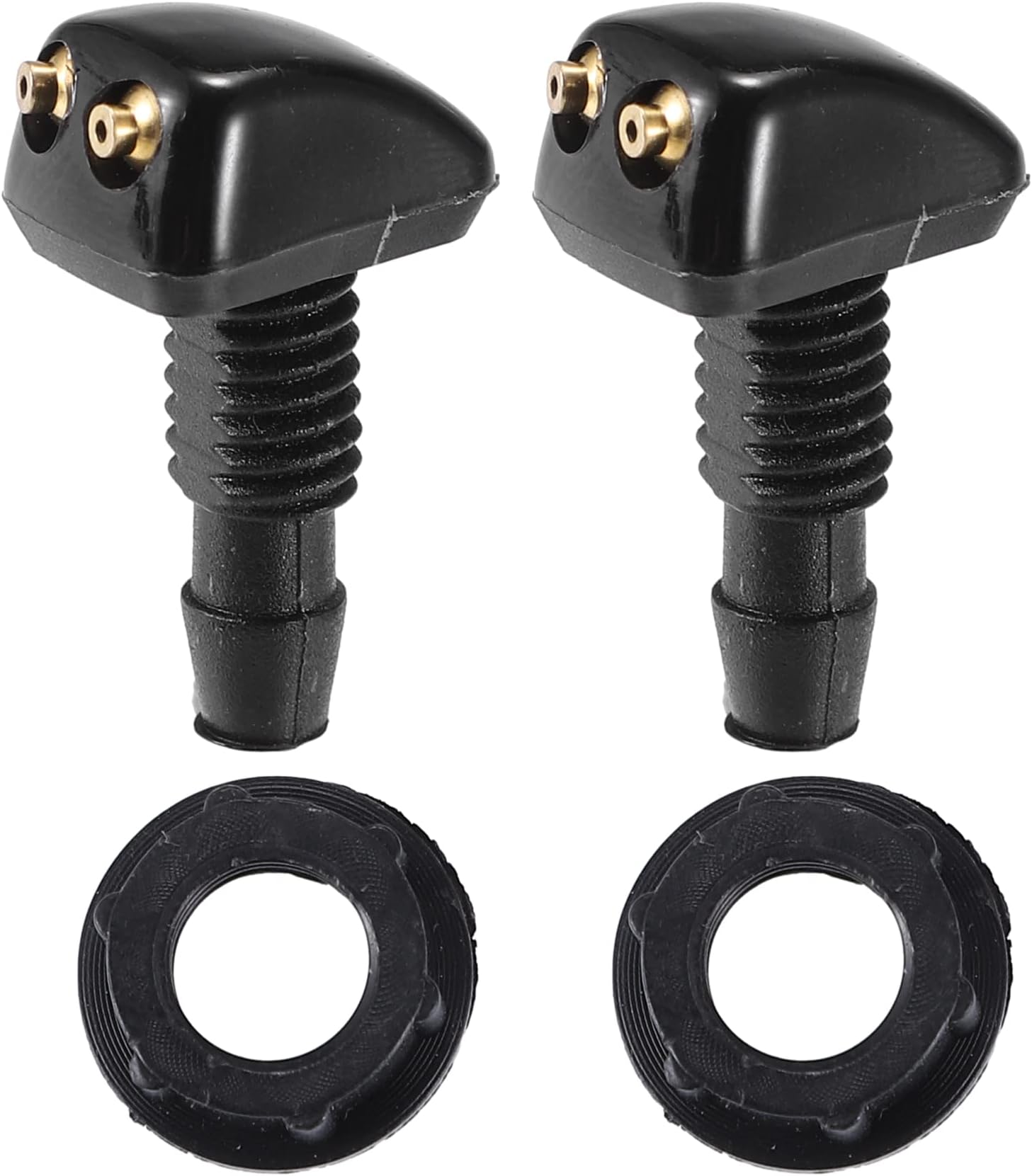 X AUTOHAUX Front Windshield Wiper Washer Nozzle Spray Jet Black - 4 Pcs