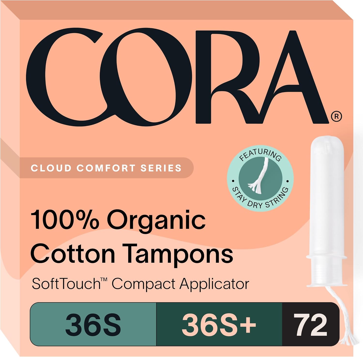 Cora Organic Cotton Tampons Multipack (36 Super, 36 Super Plus Tampons)