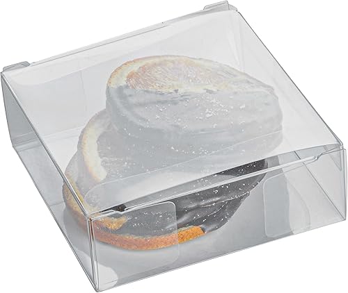 Restaurantware Sweet Vision Cajas de recuerdo de boda de 3.3 x 1.2 pulgadas, 100 cajas cuadradas transparentes para dulces, para bodas, baby