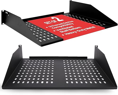 Vista 8 de Pyle Estantes para rack de servidores 1U+2U de 19 pulgadas, bandeja de montaje universal para racks y gabinetes de computadora, compatible