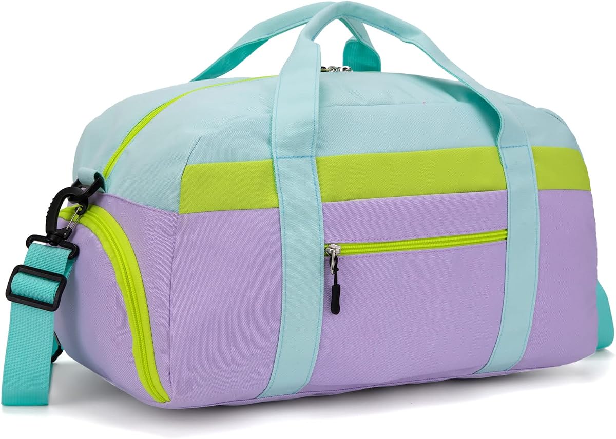 Small Kids Duffle Bag for Boys or Girls, 18" Length, Light Green | Fit Weekender, Sports Practice, or Overnight Travel