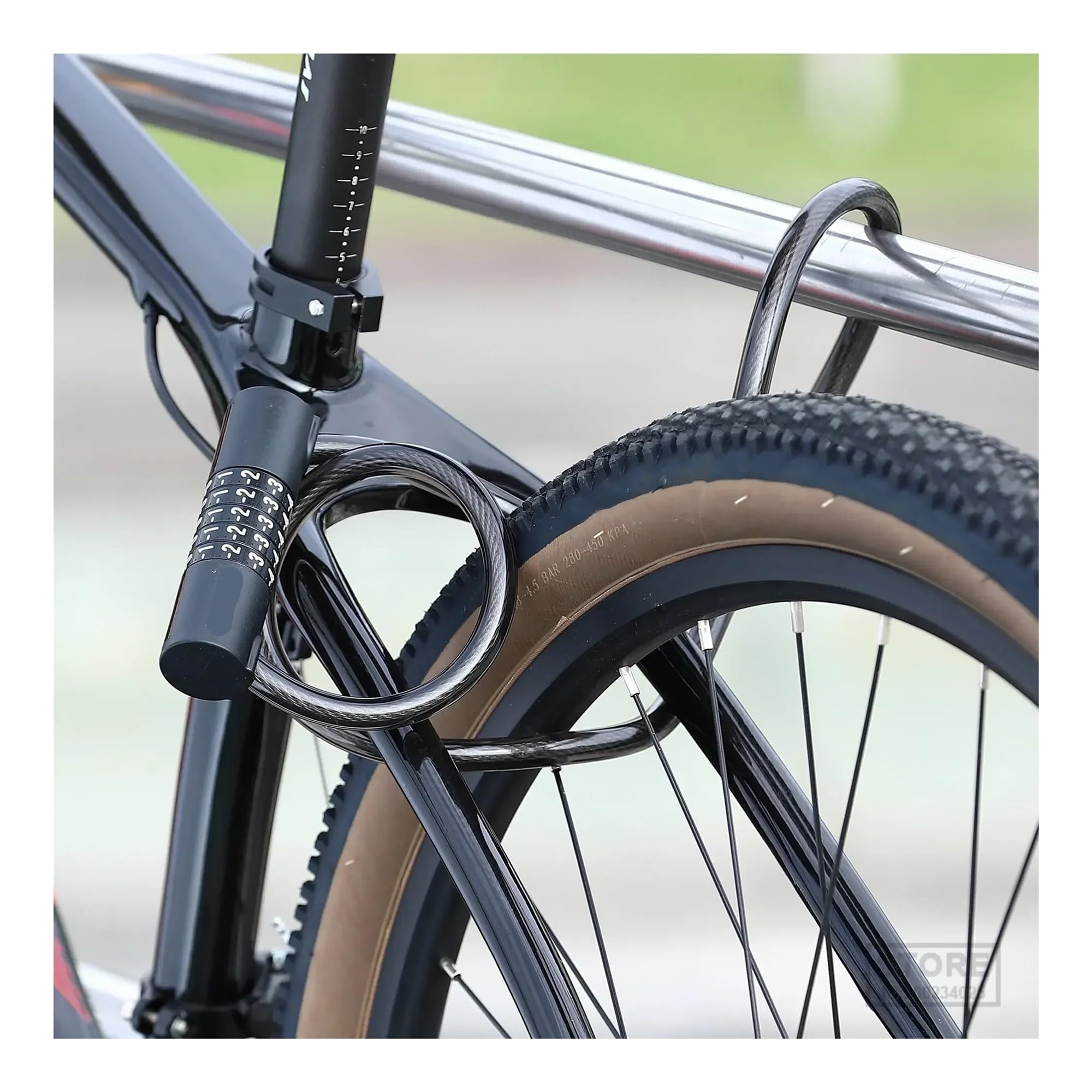 Candado antirrobo for bicicleta, combinación de 5 dígitos, resistente al agua, con cable, for motocicleta y eléctrica, 90 a 150 cm Candado para bicicleta(150cm)