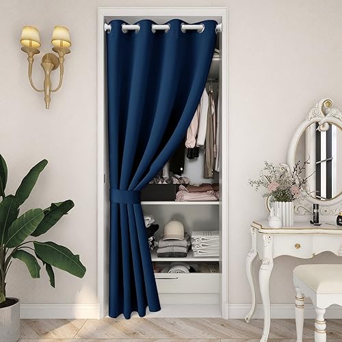 Miniatura 56 de HOMEIDEAS Cortinas de puerta para privacidad de puerta, cortina opaca para puerta de armario para dormitorio, cortinas con aislamiento con lazo