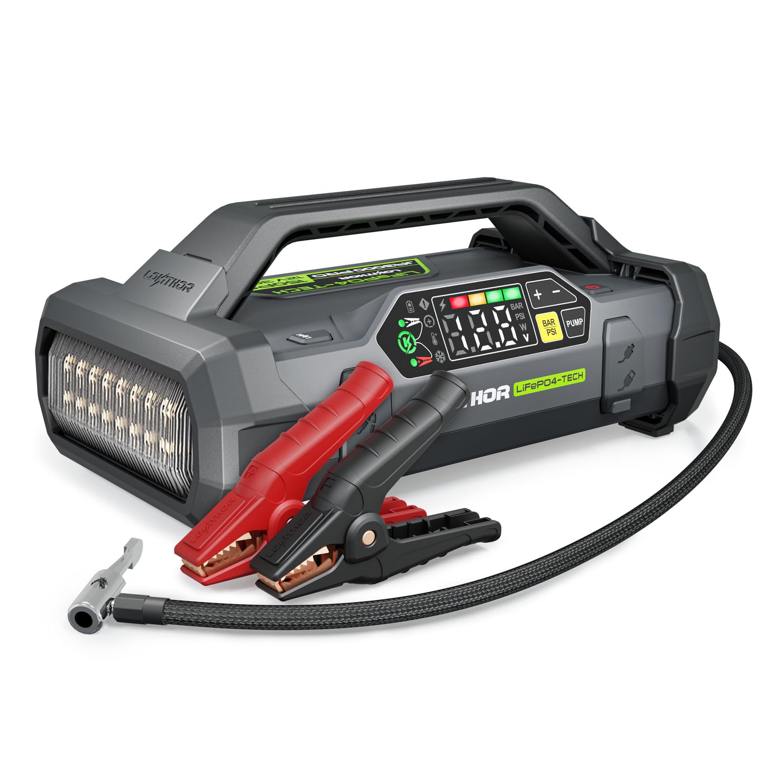 LOKITHOR LIFEPO4 Series JA3000 PRO Jump Starter with Air Compressor 3000 Amp 12 Volt Battery Pack Portable Jump