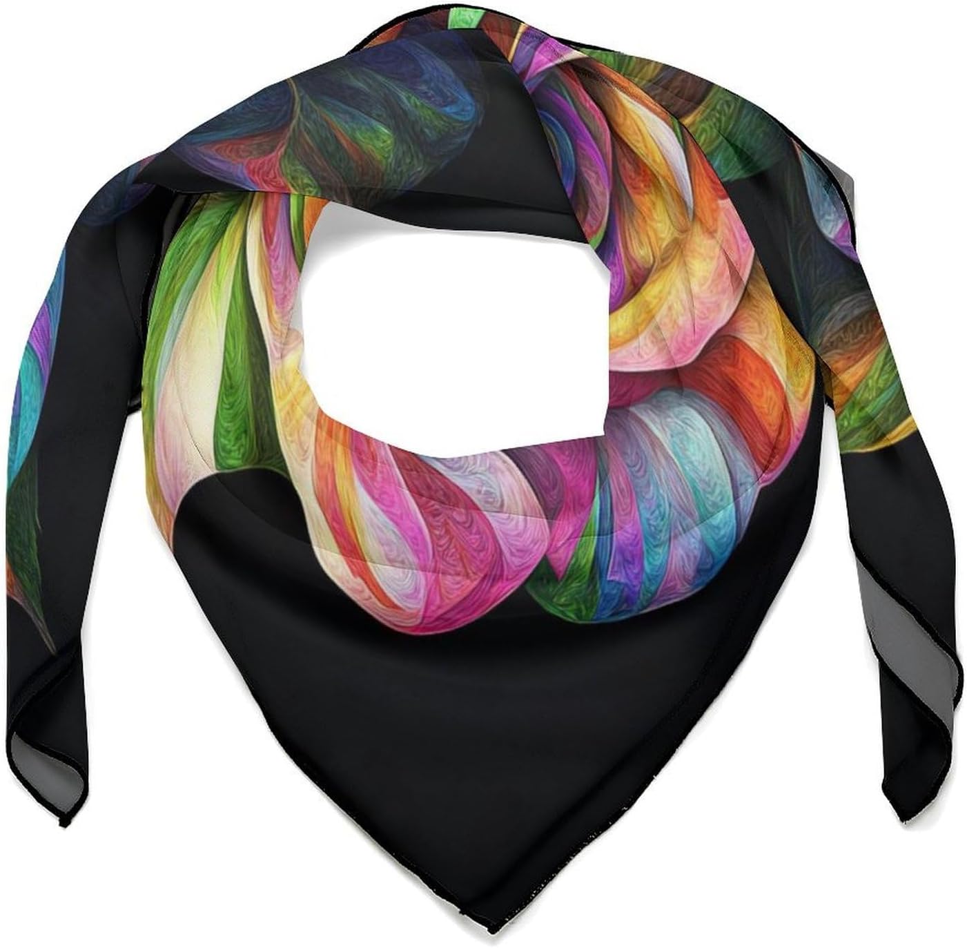 Rose Flower Bandana Fashion Head Scarf Square Silk Scarf Print Neck Hair Scarfs for Women Men Gifts