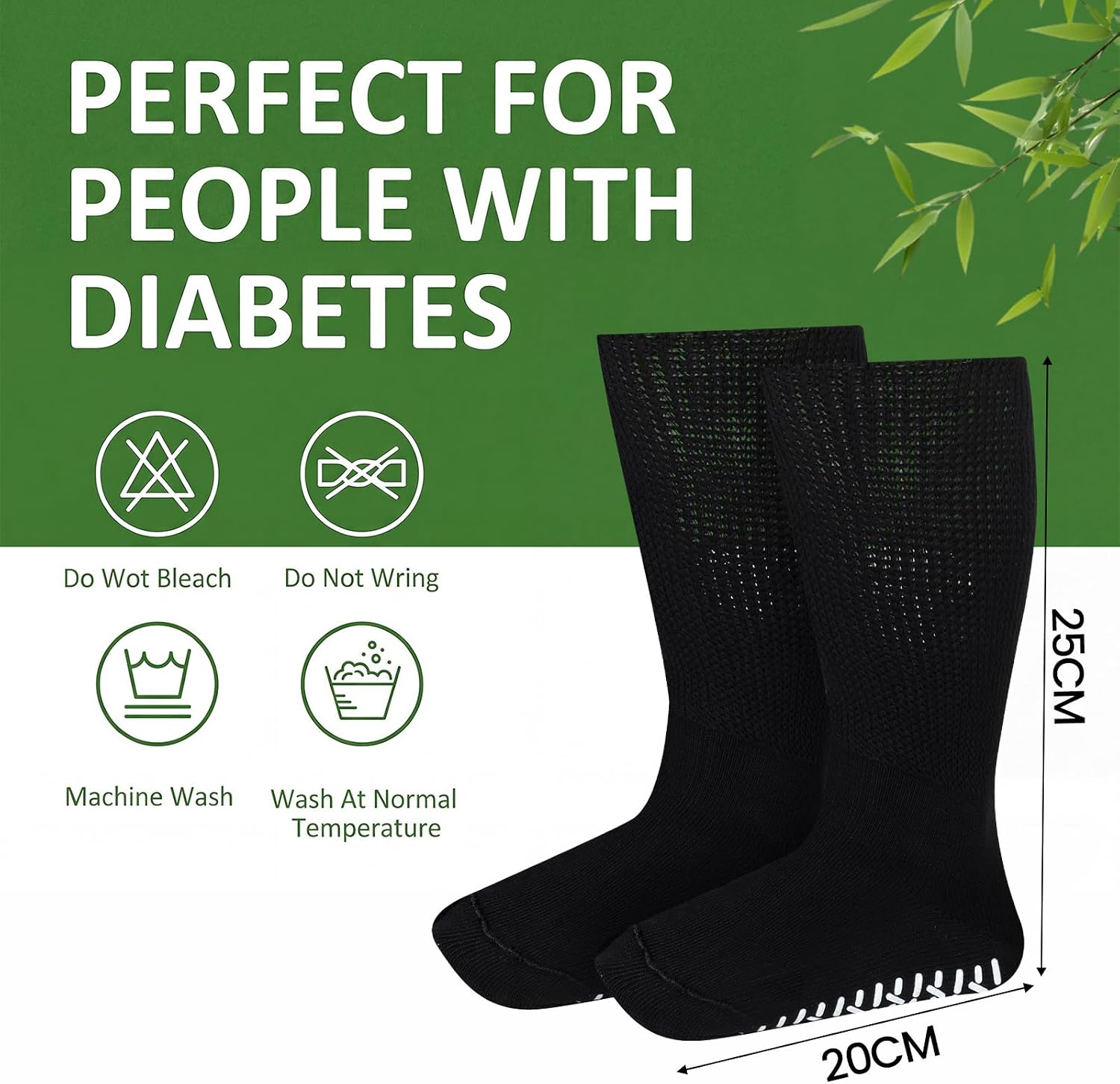 Cuffbow 5 Pairs Extra Wide Bamboo Viscose Diabetic Non-binding Socks for Women Men for Swollen Feet Neuropathy Edema