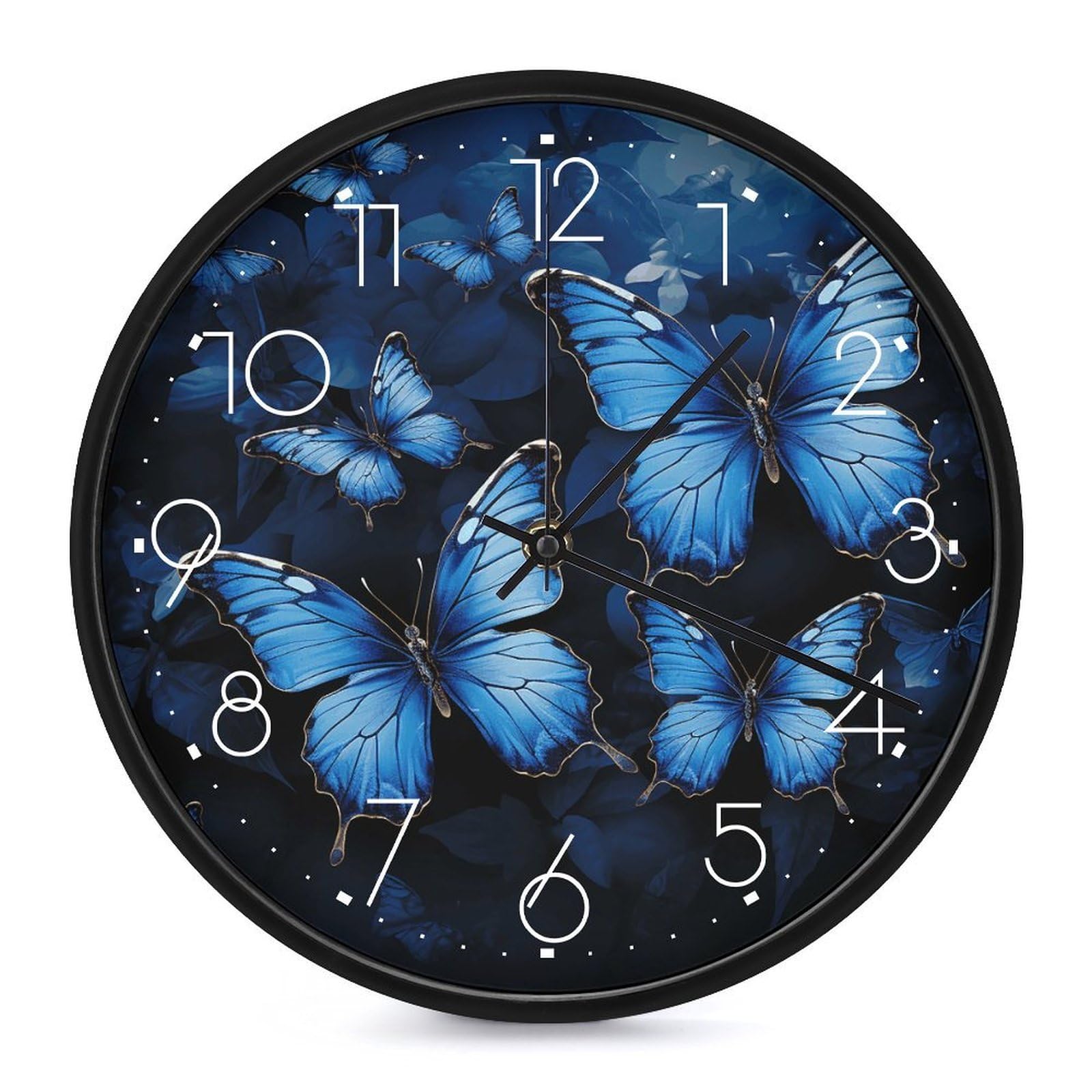 Horloge murale pour décoration maison et bureau motif bleu