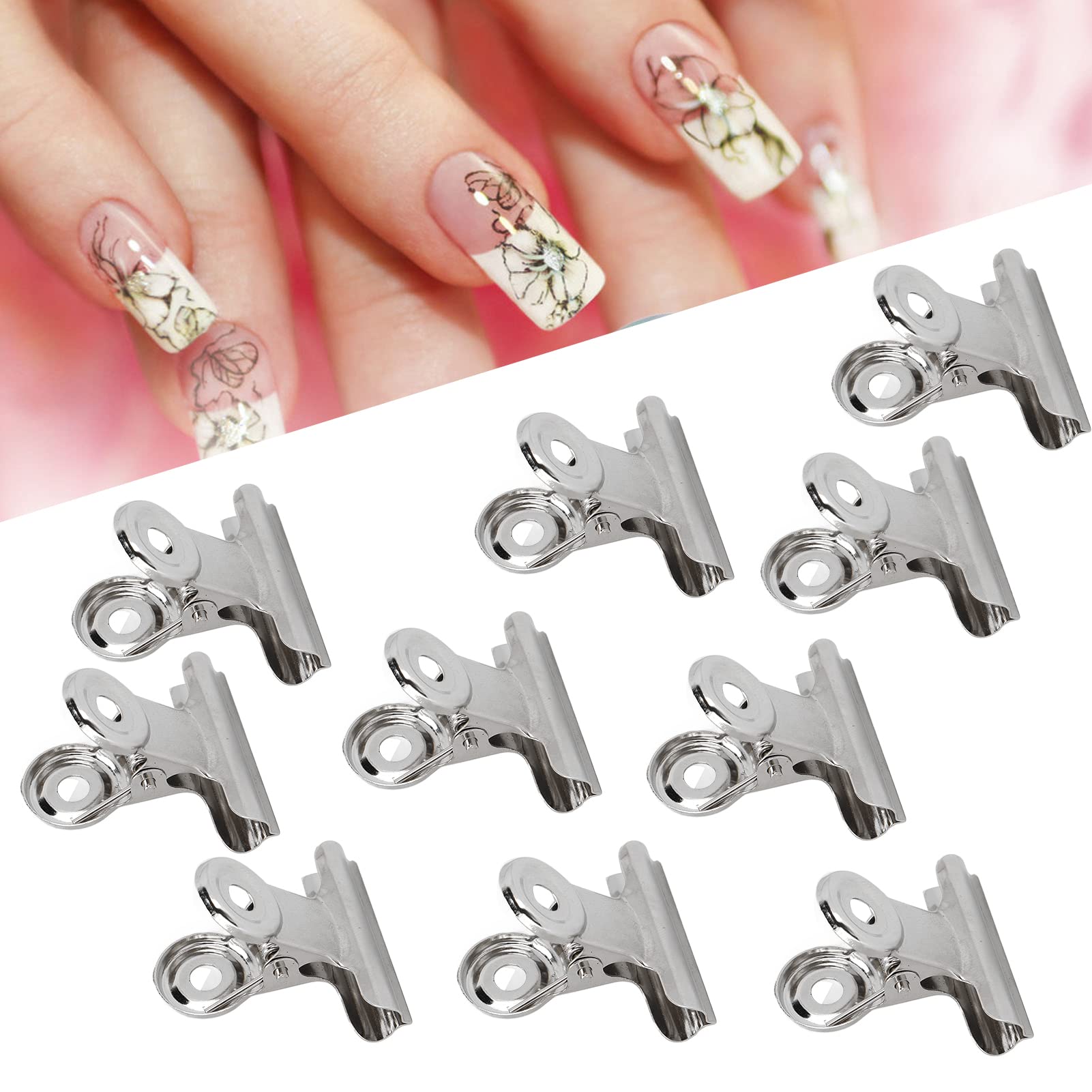 Nail Fiberglass Clip, Ergonomic 10pcs Portable Wear Resistant Nail Pinching Extension Clip Firm Metal for Home for Women for Nail Salon - Image 4