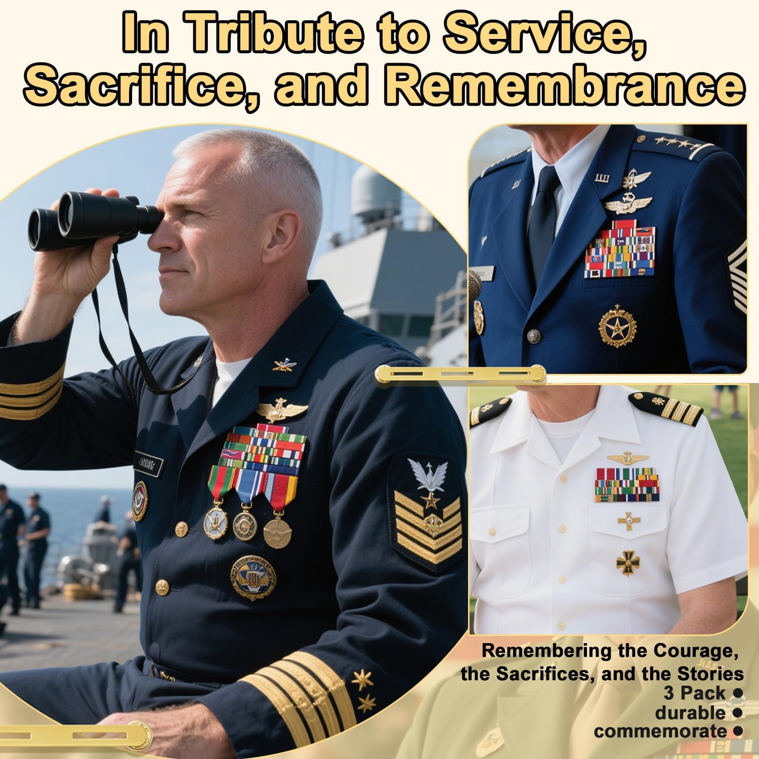 Military Ribbon Holding Bar 1 and 2 Ribbon Mounting Bar for Uniforms Organizer Holder