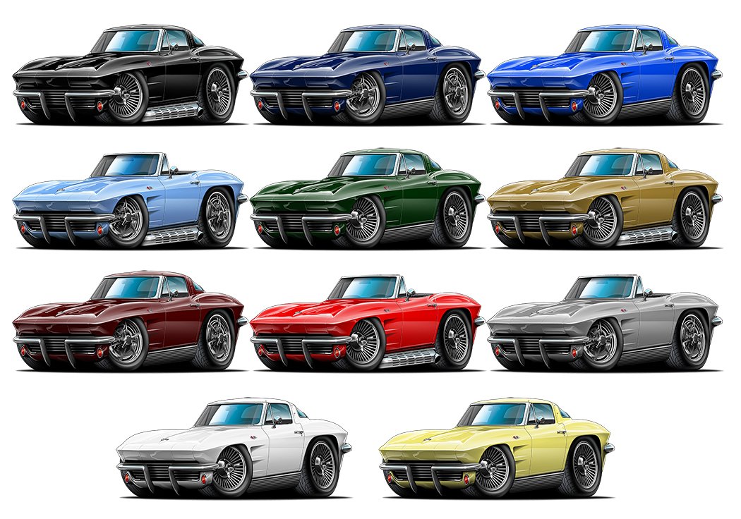 1963 Corvette 327 Split Window Coupe with Side Exhaust Wall Decal 3ft Long Sport Car Graphic Sticker Man Cave Garage Boys Room Decor