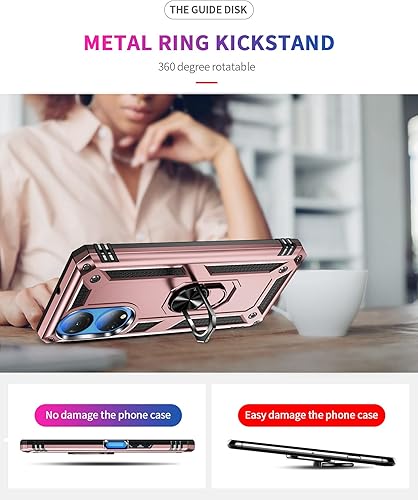 Miniatura 3 de Compatible con Honor X7, funda híbrida resistente con soporte giratorio y placa magnética para Honor X7