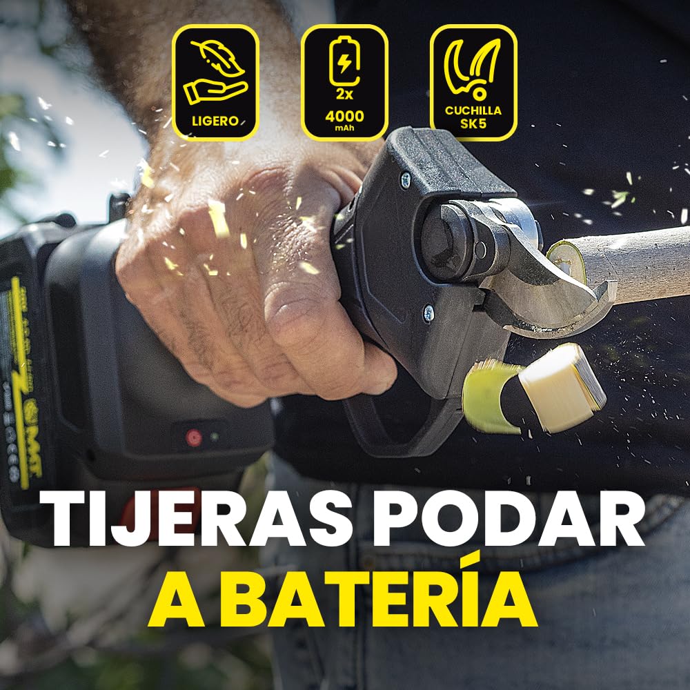 MAKTUL Tijeras de Podar Eléctricas Batería 8000mAh (2 Baterías 4000mAh 20V 500W) Alta Potencia y Seguridad, Tijera Eléctrica Podadora Ramas Tallos Plantas Árboles Jardín Poda con Maletín y Accesorios