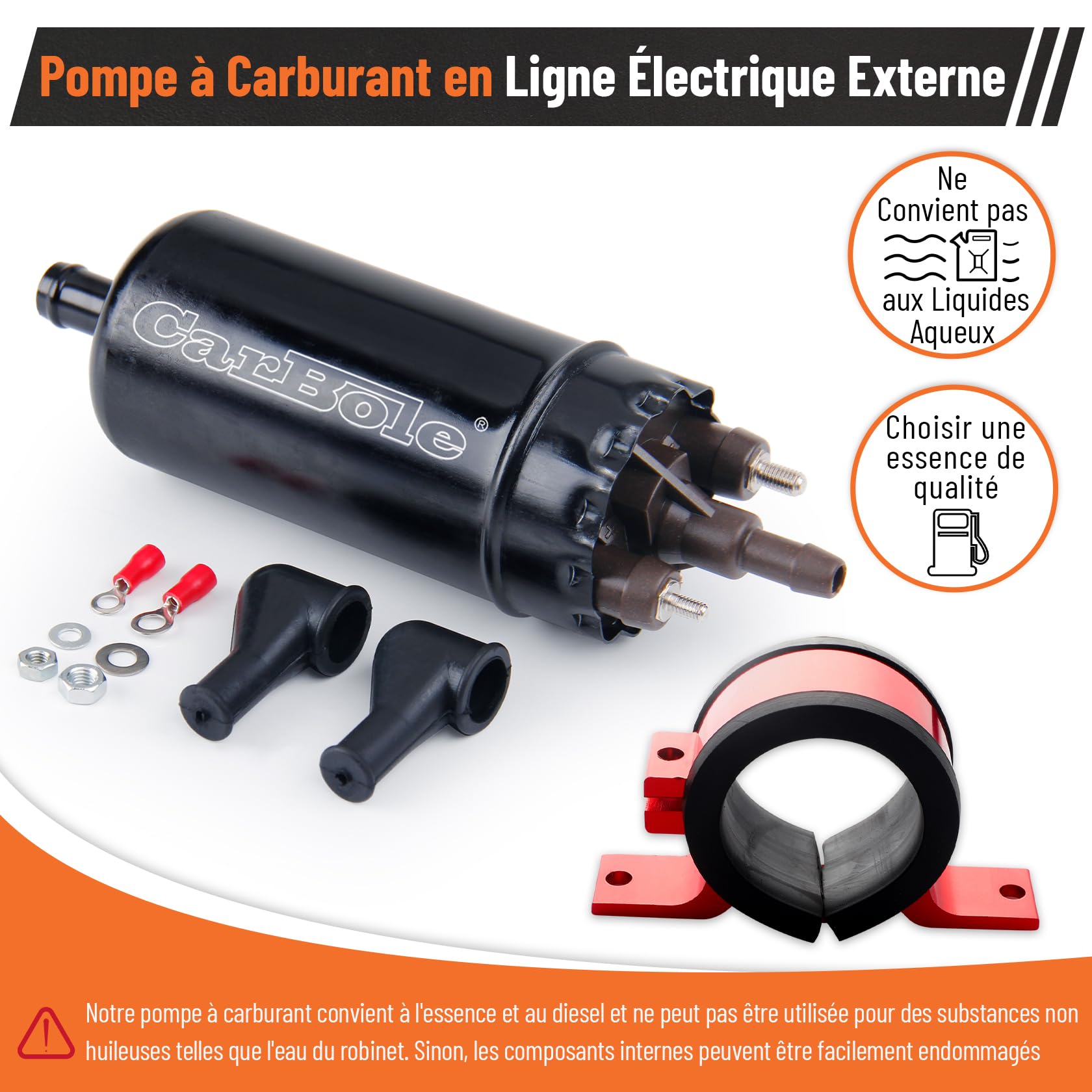 CarBole 12V Pompe à Essence Haute Pression 125 PSI, 250 BHP, Noir | Avec Siège Amortisseur, Pompe à Essence Haute Pression Pour Essence, Diesel, Remplacement de Plusieurs Numéros de Pièces