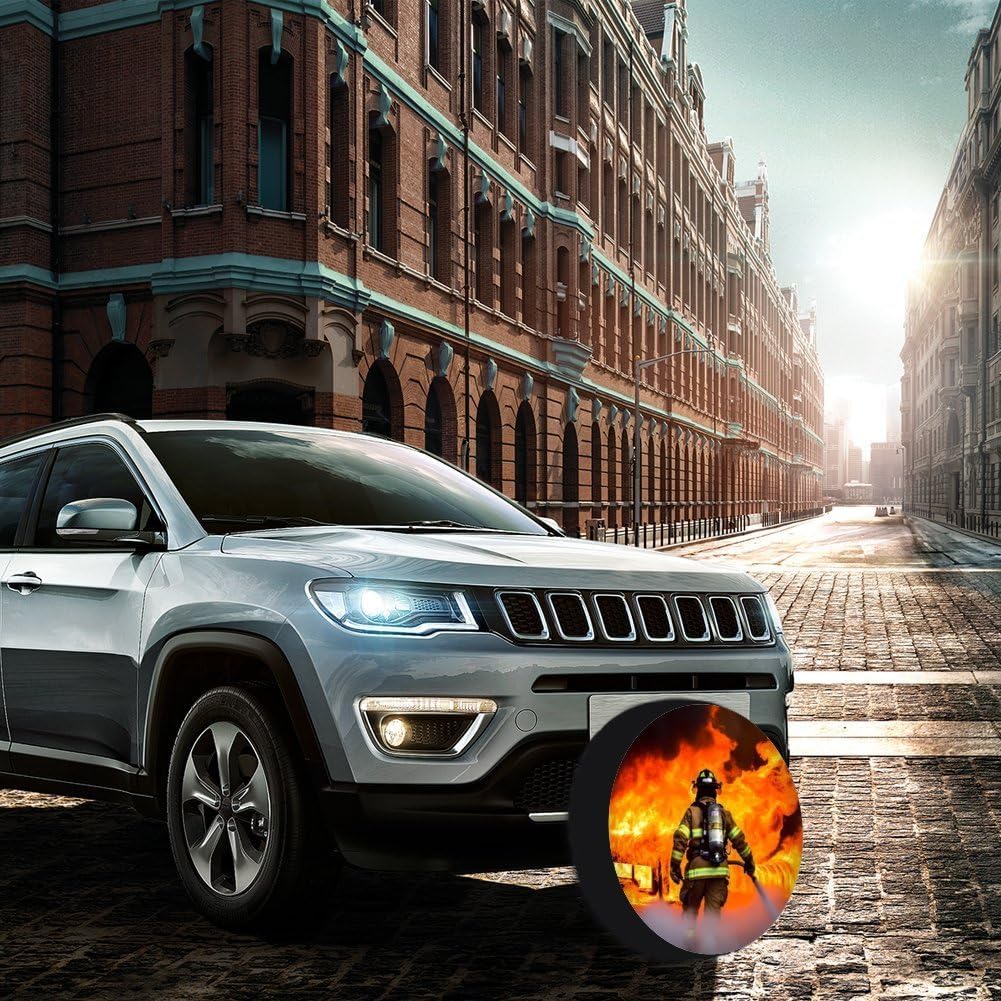 28-34 Inch Thickening Waterproof Tire Cover Firefighter Fireman Flame Leather Spare Tire Wheel Cover for Jeep Trailer RV SUV Truck