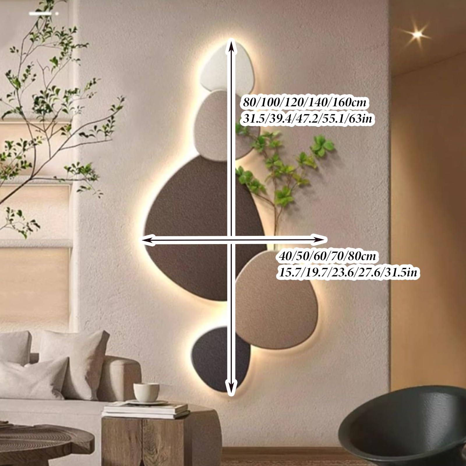 Arte da parete illuminata 3D, scultura moderna in metallo con design del paesaggio, decorazione creativa per la casa per soggiorno, camera da letto e corridoio