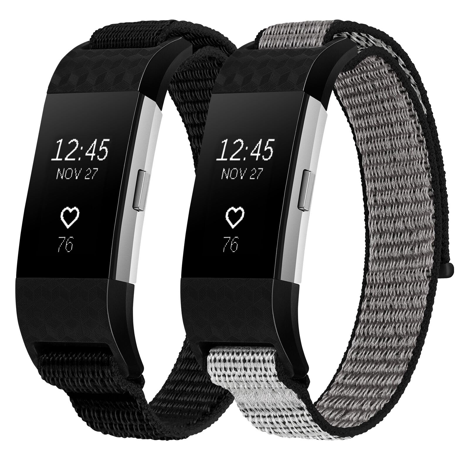 XANS Nylon Watch Straps Compatible with Fitbit Charge 2, Adjustable Breathable Nylon Sport Loop Replacement Bands for Fitbit Charge 2 Women and Men