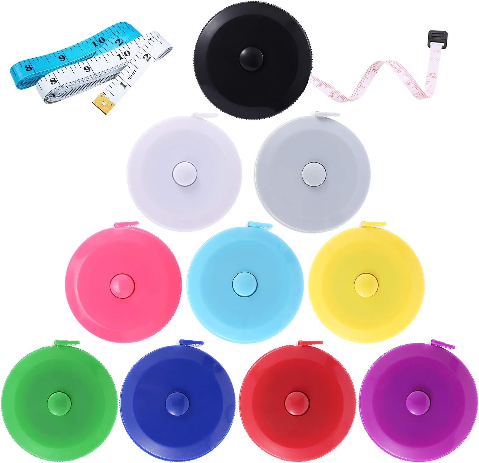 Tape Measure, 10 Pack Measuring Tape for Body 60 Inch, Retractable Fabric Small Tape Measure for Sewing Tailor Medical Craft Cloth