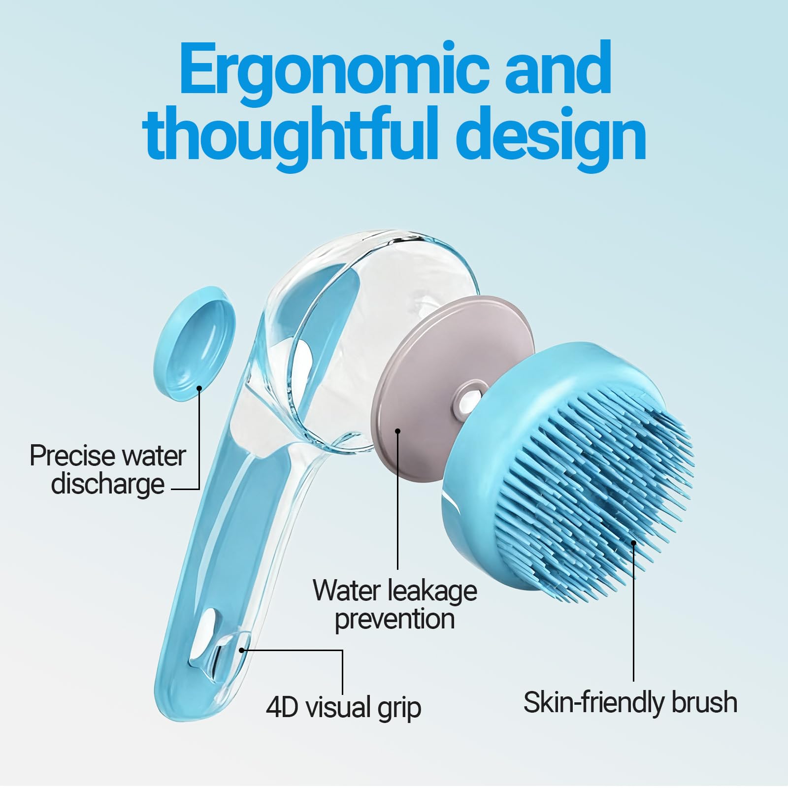 Pet Bath Brush, 2Pcs Dog Bath Brush 2 in 1 Dog Shampoo Brush with Built-in Soap Dispenser for Showering Long Short Haired Dogs Cats - image 4