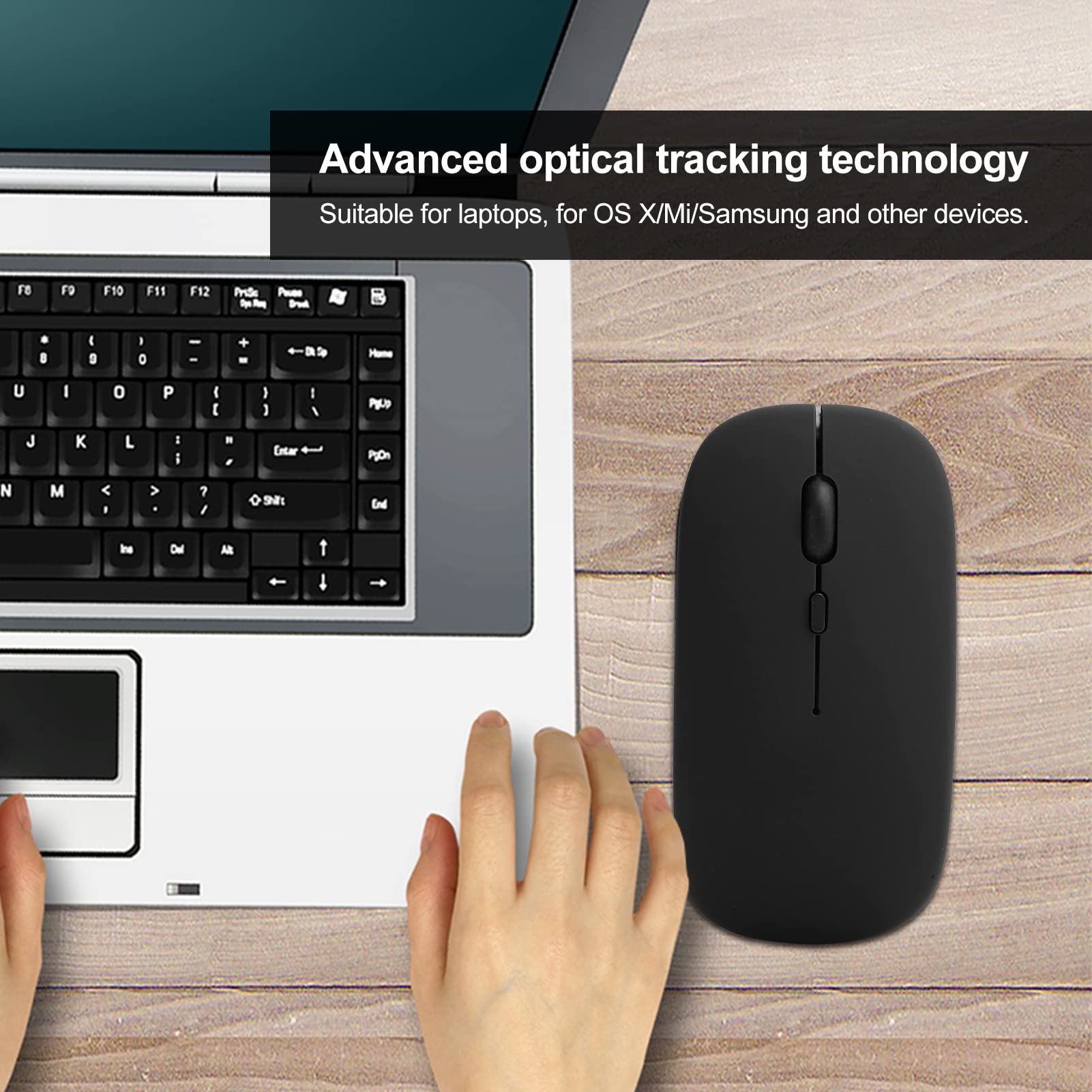 Mysz Bezprzewodowa, Mysz do Laptopa, Mysz Czarna Bezprzewodowa Bluetooth 5.0 Ciche Biuro dla Tabletów na Laptopa OS X/Mi/