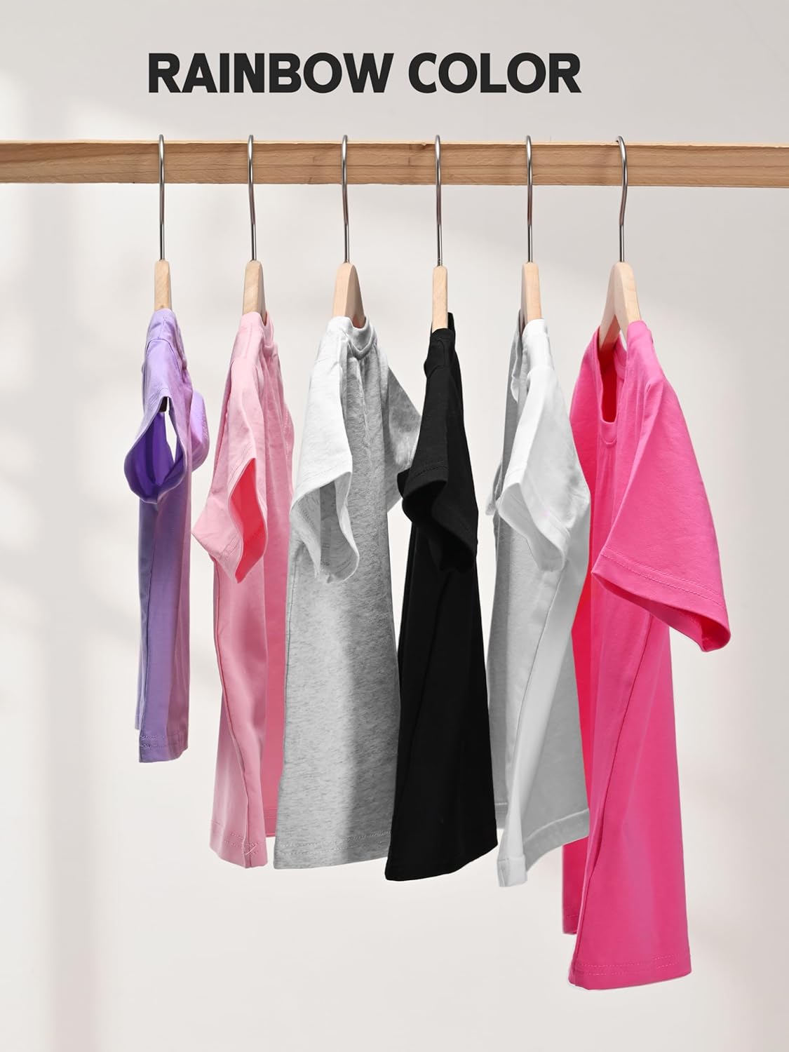 6 Pack Toddler Girl T Shirts Baby Girls Short Sleeve Cotton Plain Tees Solid Shirts for Preschool Everyday Wear