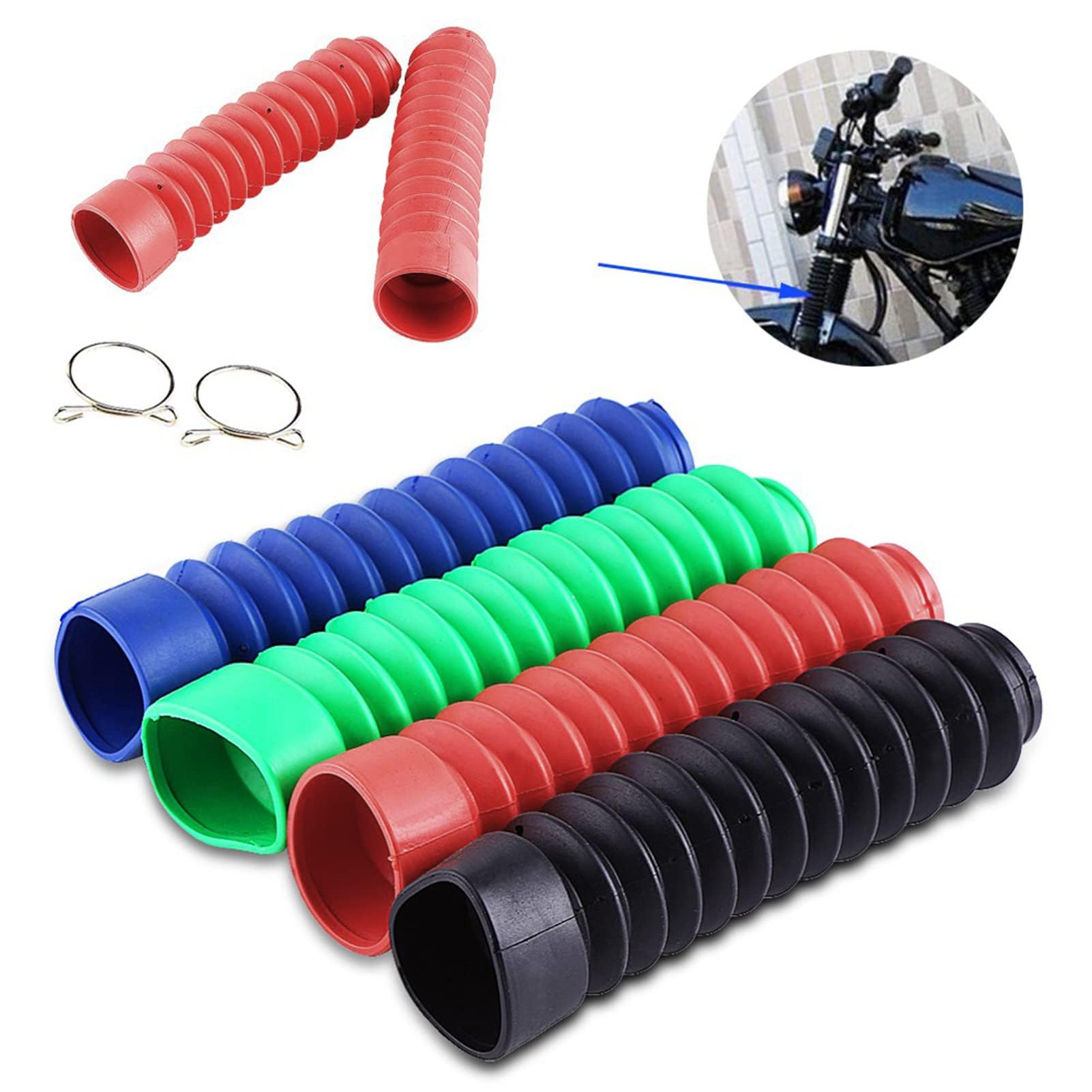 1 Par de Fuelles de Motocicleta, Fuelle de Horquilla de Motocicleta, Cubierta de Horquilla de Goma, Protector de Horquilla de Fuelle, Cubierta de Horquilla de Fuelle, Cubierta de Polainas de(azul)