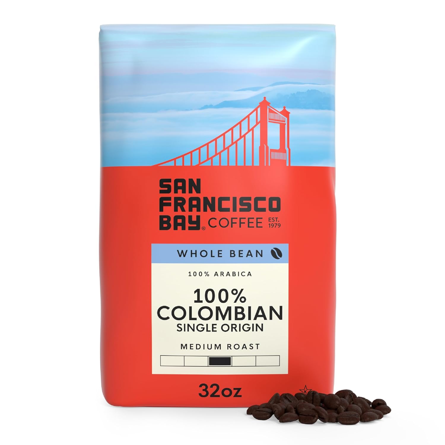 Café San Francisco Bay - Grano Entero Tostado Medio - 100% Colombiano