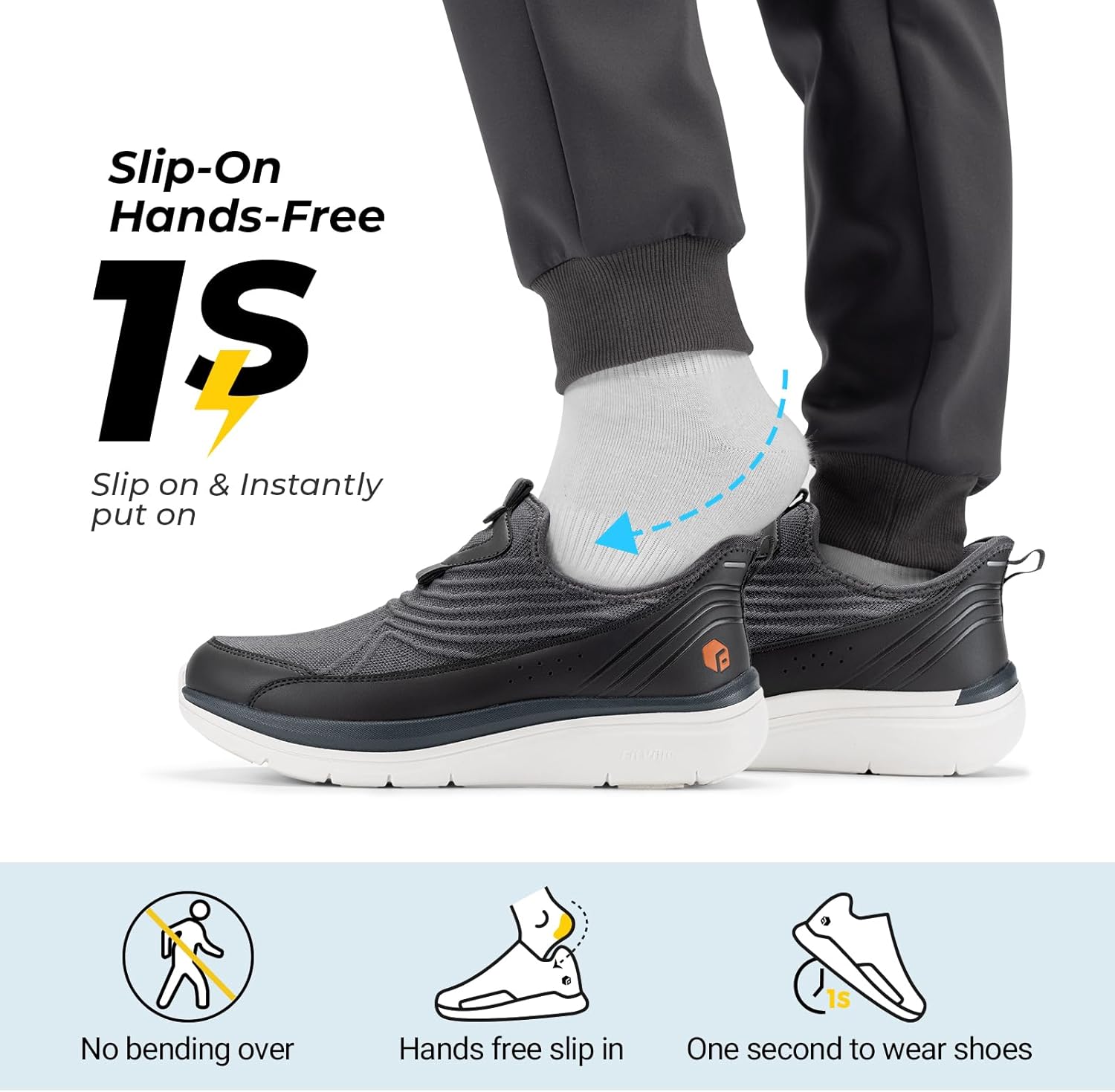 FitVille Men's Extra Wide Slip-On Walking Shoes, Hands-Free Orthopedic Sneakers with Arch Support for Plantar Fasciitis, Bunions and Hammertoes – Step Ease V1