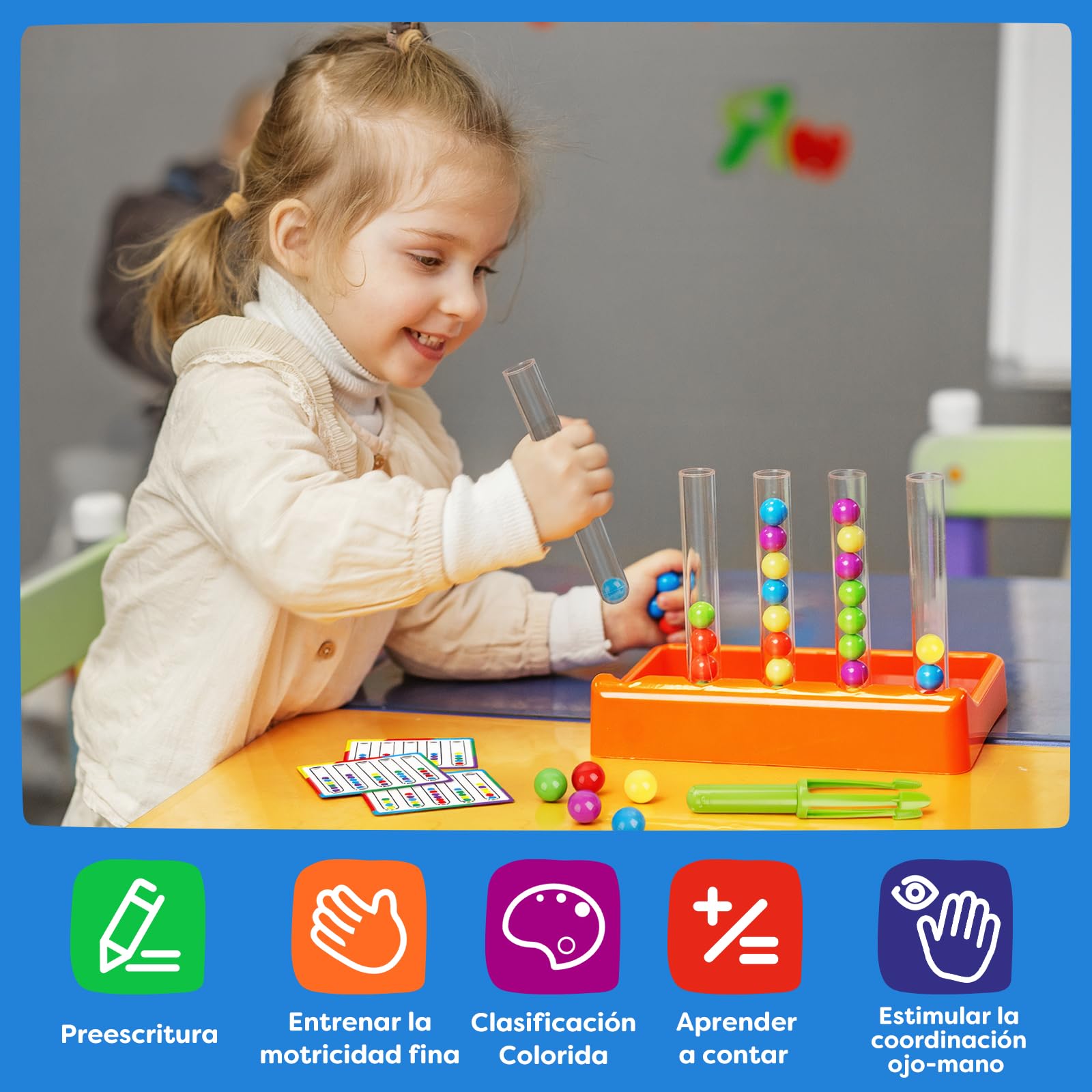 Broytain Montessori Juguete Educativo,Clasificar Juegos,Montessori Juego de Combinación de Color,para Contar,Motricidad Fina,Juguetes Educativos para Niños 3-7 años