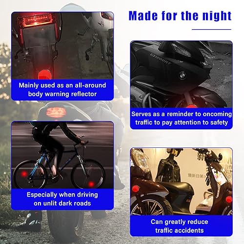 Miniatura 10 de Dickno 2 reflectores de motocicleta M6 x 1.0, reflector reflectante de advertencia de montaje de tornillo de plástico, reflectores universales de