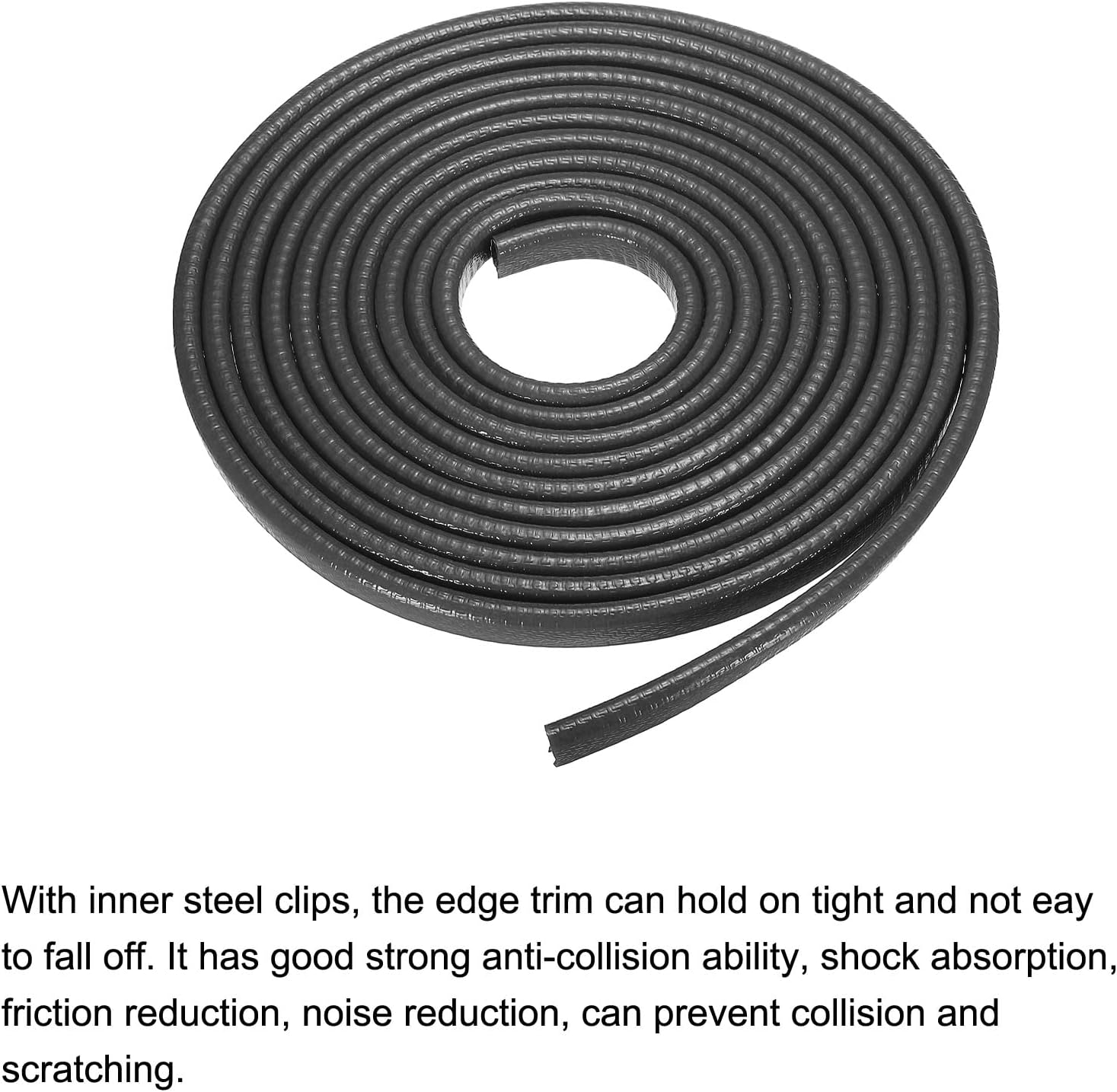 uxcell Edge Trim Black U Shape Edge Protector Rubber with Steel Clips Fits 5/64"-1/8" Edge 14.76Ft/4.5Meter Length Door Edge Guards