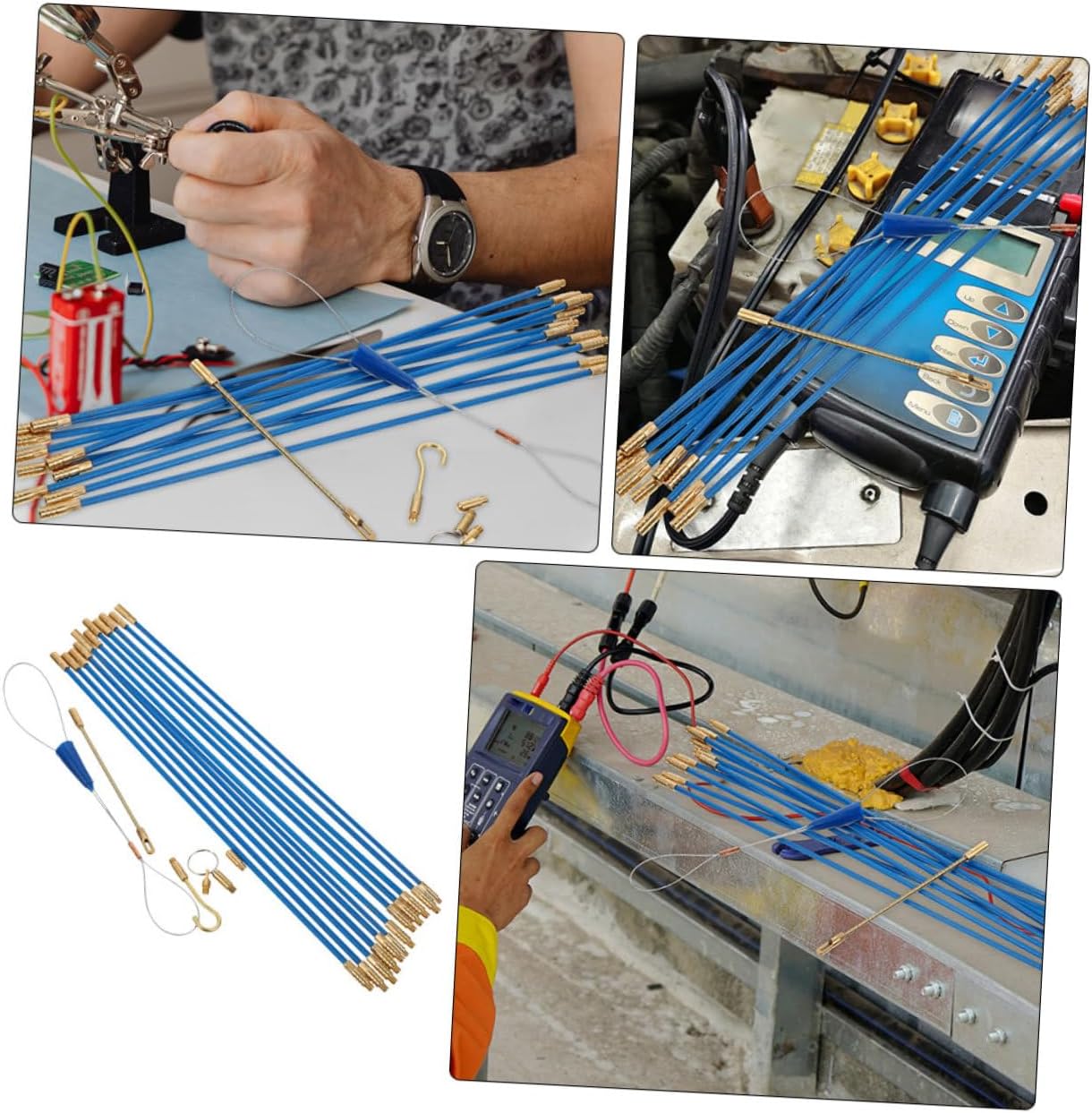ORFOFE Fiberglass Fish Tape Cable Rods Electrical Wire Pulling Grip for Wall Floor Conduit Wire Fishing Tools Fish Sticks Electrical Cable Puller Kit