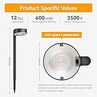 Vista 5 de 8 Pack Solar Pathway Lights Outdoor, 12 Brighter LED Solar Lights Outdoor Waterproof, Up to 12 Hrs Modern Path Light for Yard Garden Walkway