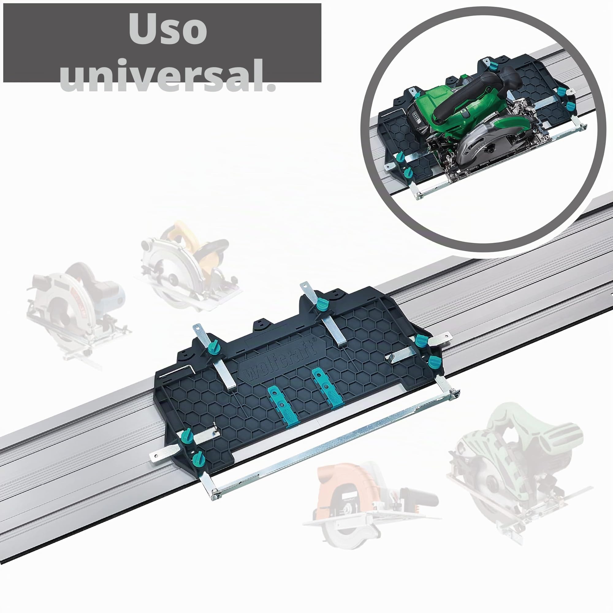 wolfcraft Riel de guía FKS 145 I 6913000 I Sistema de guía para sierras circulares de mano I Para cortes de hasta 110 cm I Almacenamiento compacto I Apta para sierras circulares con cable y a batería