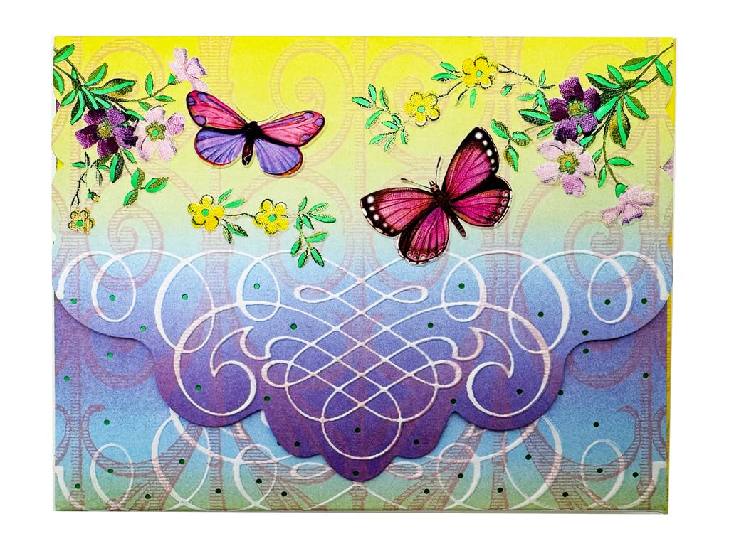 Set of 3 - Charlottes butterfly Portfolio Boxed Note Cards by Carol Wilson. 10 embossed 4x5 Die-Cut Notecards and Matching Envelopes in Decorative Gift Box with Magnetic Flap. NCP2510