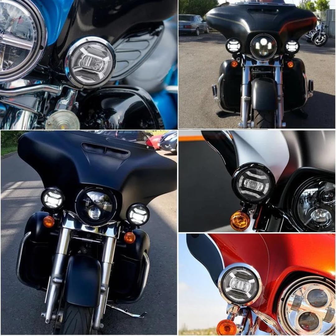 phare de moto Phares additionnels pour Electra Glide Pour Ultra Limited FLHTK 2010-2016 (1 paire 4 5 pouces) - Feux antibrouillard/feux auxiliaires/phares à LED