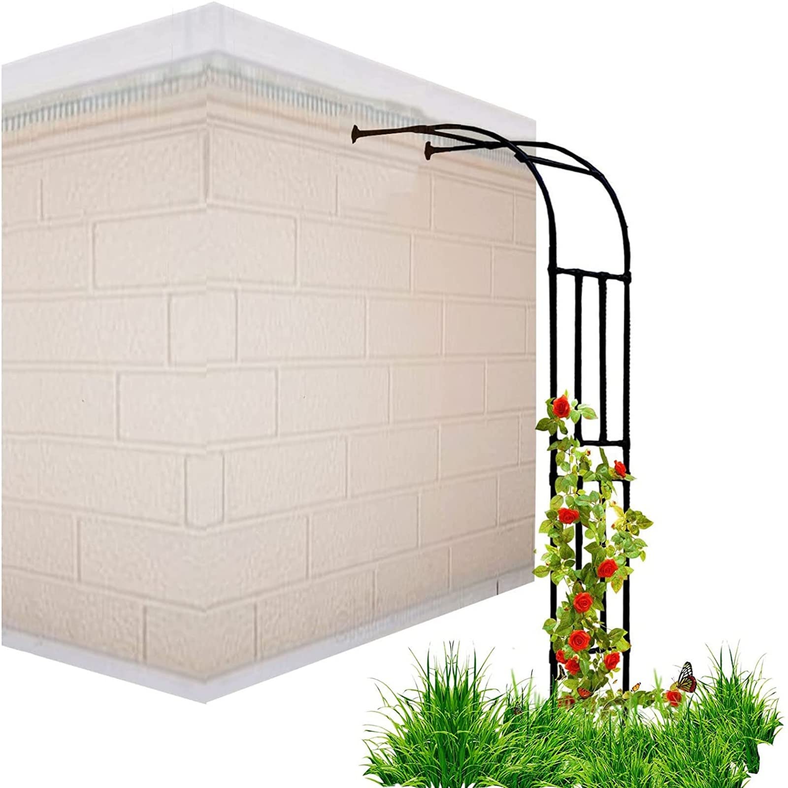Arche de jardin en métal noir robuste 0,9x2,4m tuteur haut de gamme résistant aux intempéries
