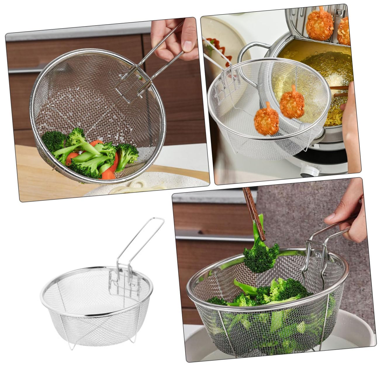 ABOOFAN Lot De 5 Paniers À Friteuse En Acier Inoxydable Avec Passoire Et Panier À Friteuse À Air Pour Frites