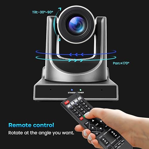 Miniatura 9 de ADKIDO Cámara PTZ, cámara de zoom óptico 20X, compatible con zoom y POE con transmisión en vivo IP de red, salida de video simultánea 3G-SDI y USB,