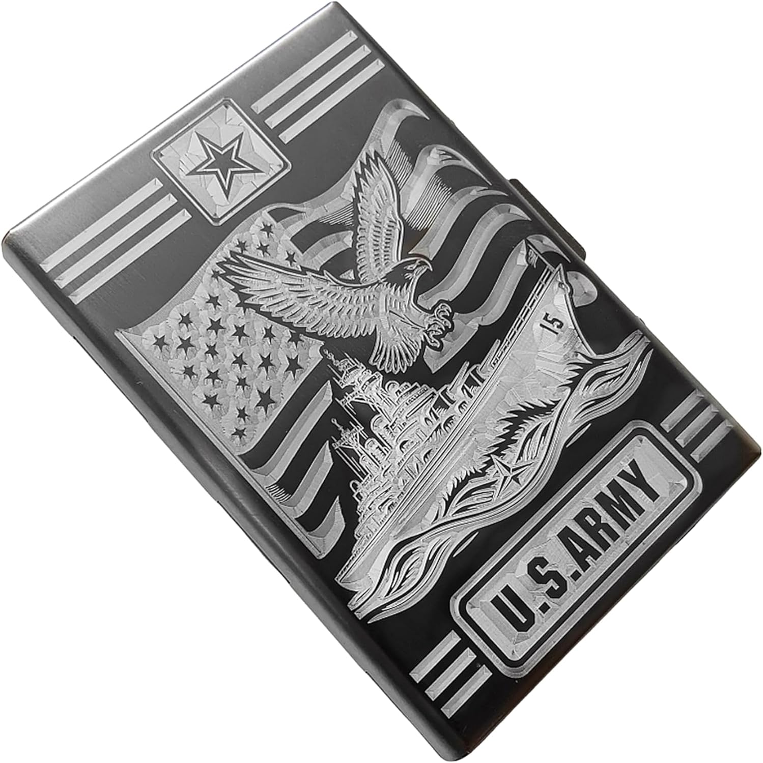 US Navy Army Military Wallet Card Holder RFID Engraved Custom Text Stainless Steel Case with Release Button Unique Gift DS-1