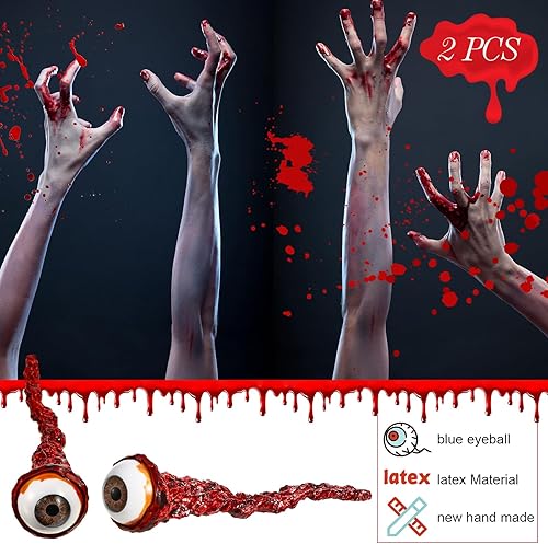 Miniatura 10 de Hanaive 2 piezas de Halloween arrancados globo ocular accesorio de película hecho a mano de calidad realista ojos rasgados recuerdos de fiesta para