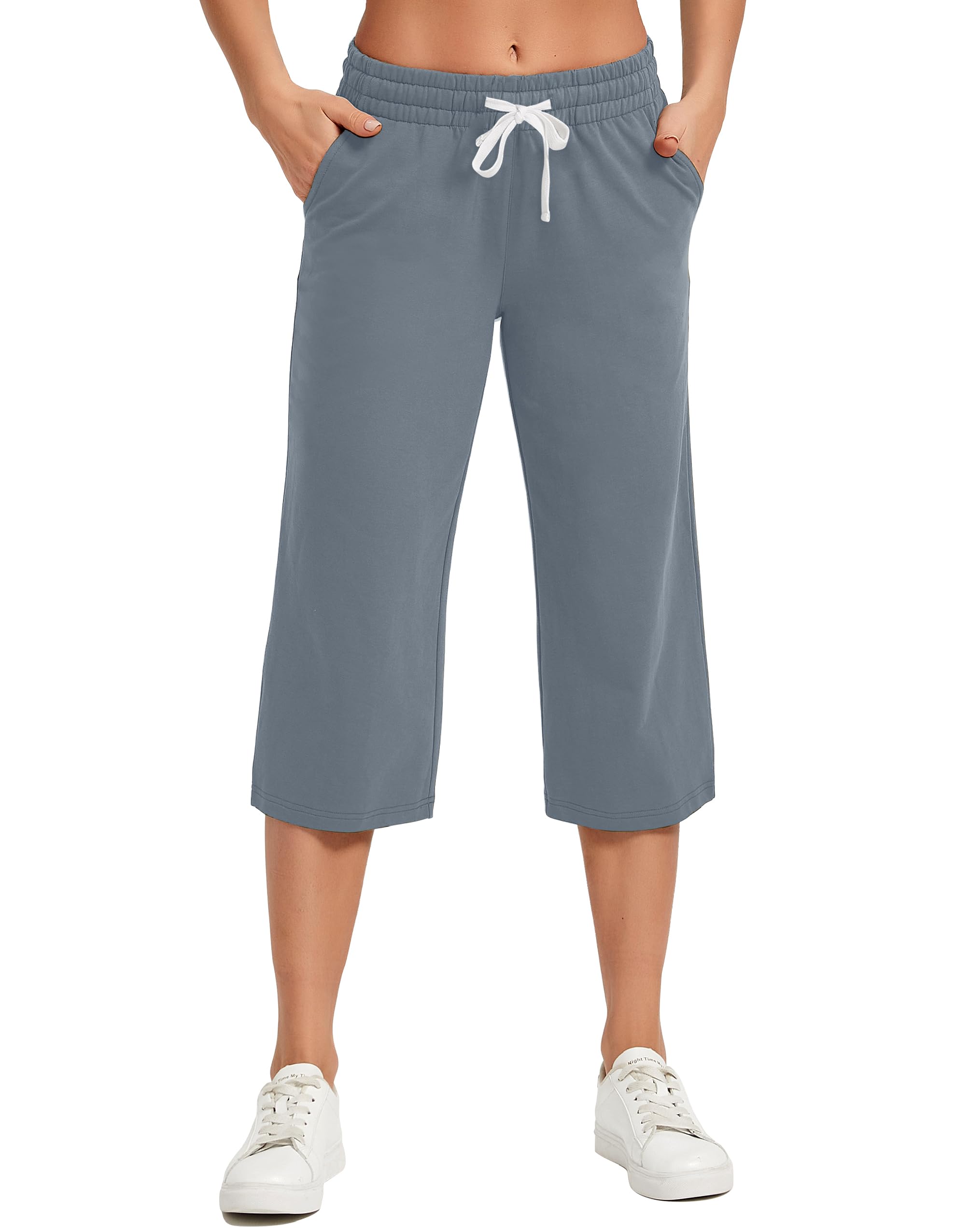 SPECIALMAGIC Women Capri Pants Cotton Yoga Wide Leg Pajama Pants Capris Sweatpants Sports