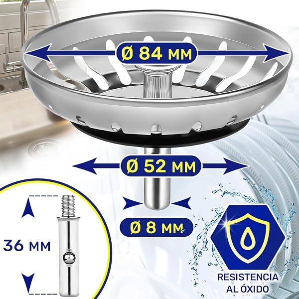 Tapon Fregadero Cocina Universal Ø 84 mm H 18 mm en Acero Inoxidable con Código Original 133.0042.853 1330042853 1330042867 1920059 para Franke - Made IN Italy - MONTERAL - 3