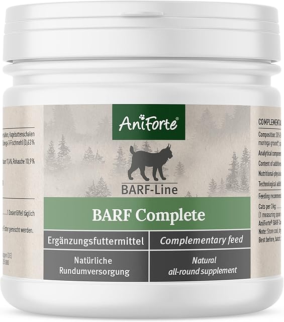 AniForte Barf Complete Cat 100g  All-Round Nutrient Supply, Barf Raw Feeding Complete Powder with Omega 3, Beer Yeast, Taurine Powder, Natural Plants, Fruits, Vitamins & Minerals
