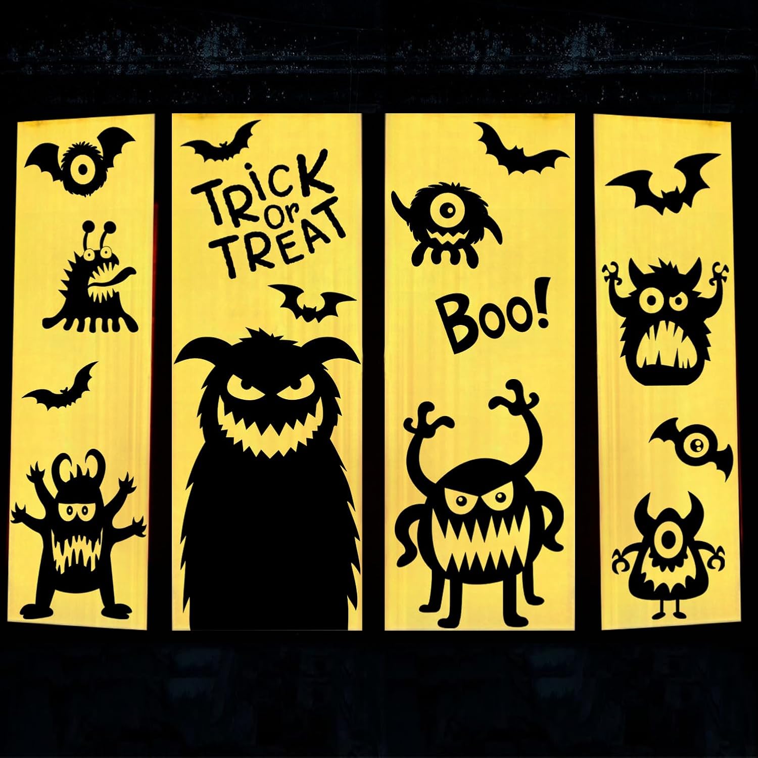 Amazon.com: Large Halloween Window Clings Decorations Window Silhouette ...