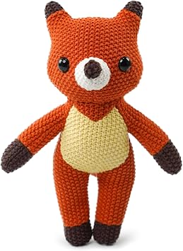 Knitted Fox Stuffed Animal,11 Inch Stuffed Animal Plush Fox Cute Animal Fox Toy for Girl,Soft Fox Toy Cotton Plush Knitted Stuffed Animals Birthday