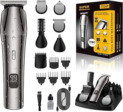 Recortadora de barba y cortapelos para hombres, maquinilla de afeitar eléctrica y afeitadora para nariz, cuerpo, cara, bigote, recortadora de pelo