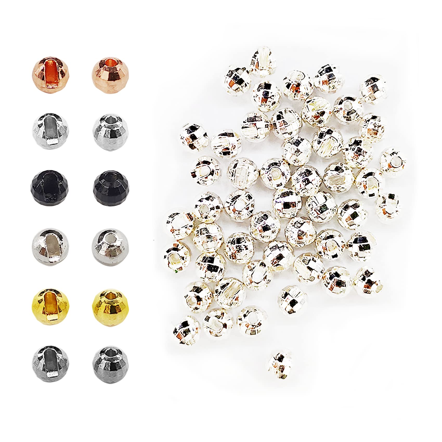 Aventik Think Fast Think Deep Beads 50pc Tungsten Beads Diamond Faceted Slotted Fly Tying Materials 10 Colors / 5 Sizes Fly Fishing Reflex Faceted Jig Hook