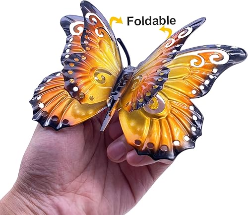 Miniatura 5 de Decoración de pared de mariposa de metal, decoración de valla al aire libre de 6.5 pulgadas, colgante para jardín, patio, sala de estar, dormitorio,