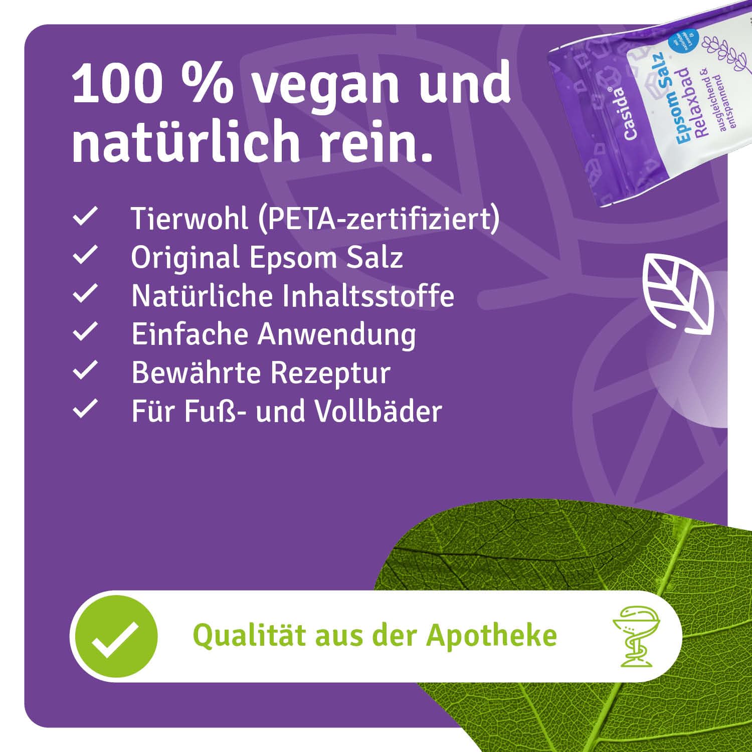 Casida® Kąpiel Relaksacyjna z Sólą Epsom i Lawendą - sól gorzka/Sól Epsom (siarczan magnezu) z naturalnym olejkiem lawendowym/lawendą - kąpiel odprężając - jakość apteczna - 1000 g