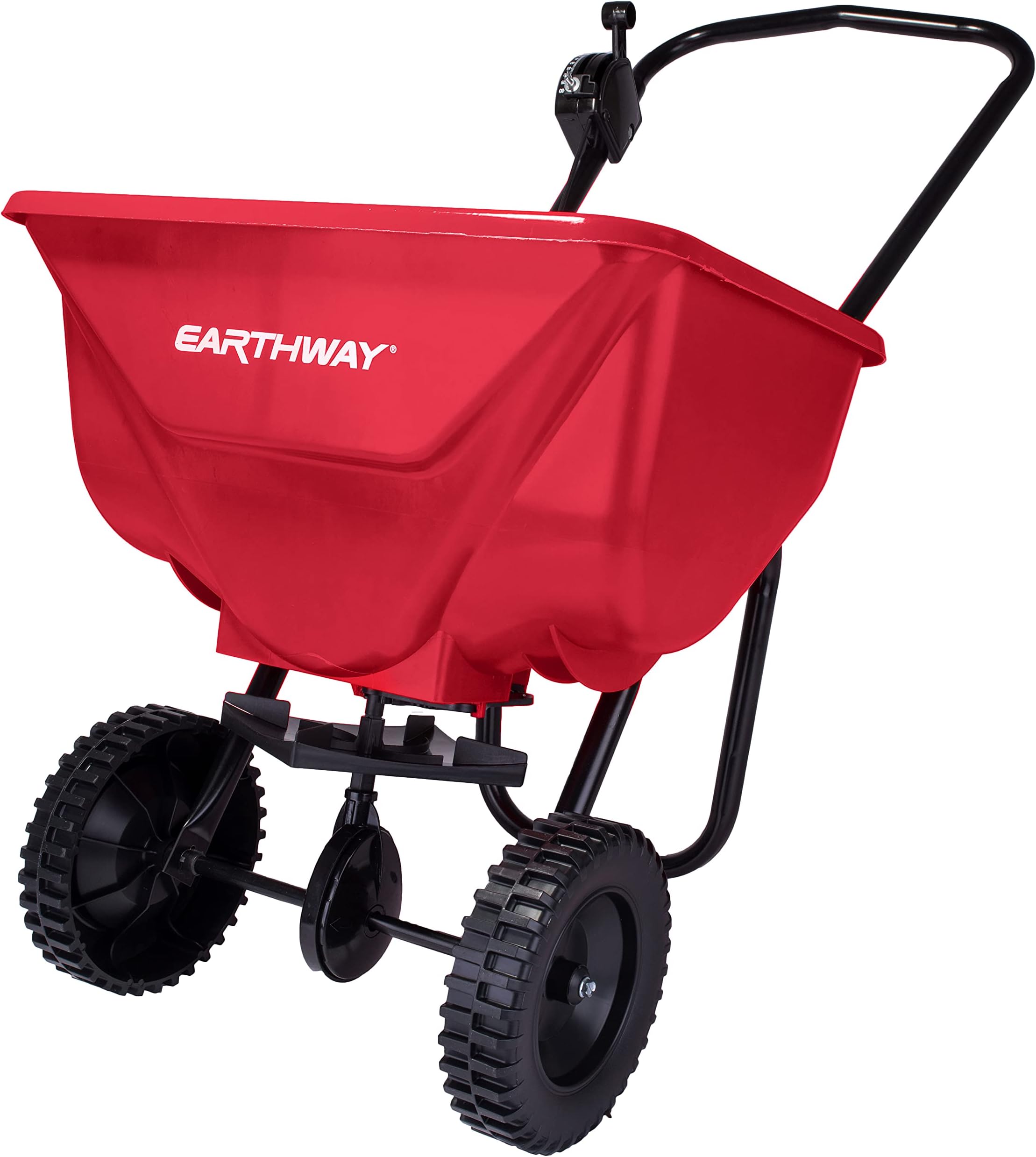 EarthWay 2030 シングル 65ポンド (29 kg) 容量商業用ウォークビハインドブロードキャストスプレッダー 草、肥料、種子用 — サイドスプレッドコントロール、均一なスプレッド、ポリタイヤを含む
